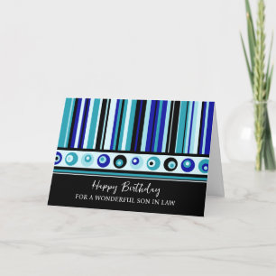Blue Stripes Son in Law Birthday Card
