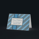 Blue Stripes Son in Law Birthday Card<br><div class="desc">Birthday card for son in law with blue stripes pattern and thoughtful verse.</div>