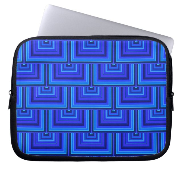 blue stripes square scales laptop sleeve (Front)