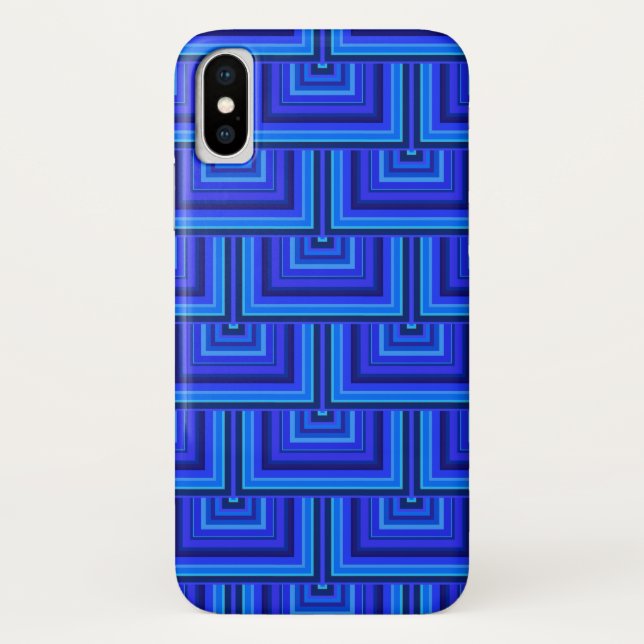 Blue stripes square scales pattern Case-Mate iPhone case (Back)