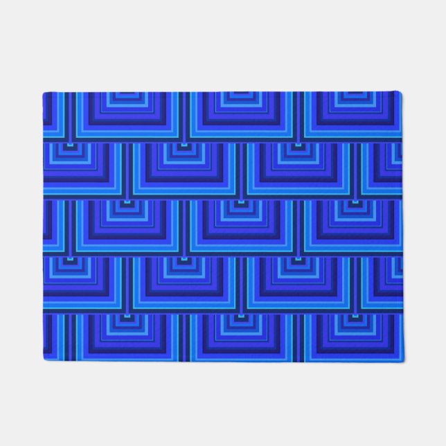 Blue stripes square scales pattern doormat (Front)