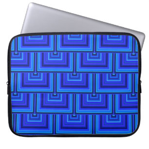 Blue stripes square scales pattern laptop sleeve
