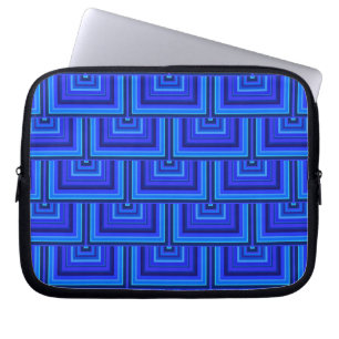 Blue stripes square scales pattern laptop sleeve
