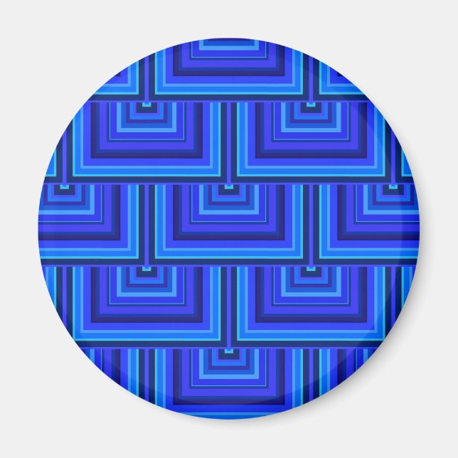 Blue stripes square scales pattern magnet (Front)