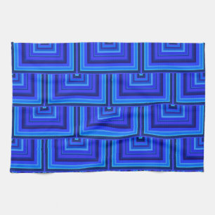 Blue stripes square scales pattern tea towel