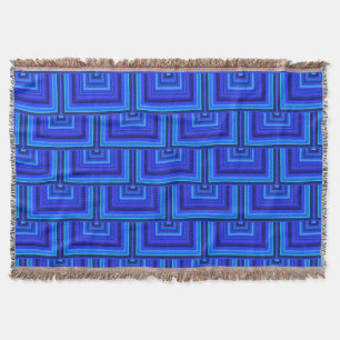 Blue stripes square scales pattern throw blanket