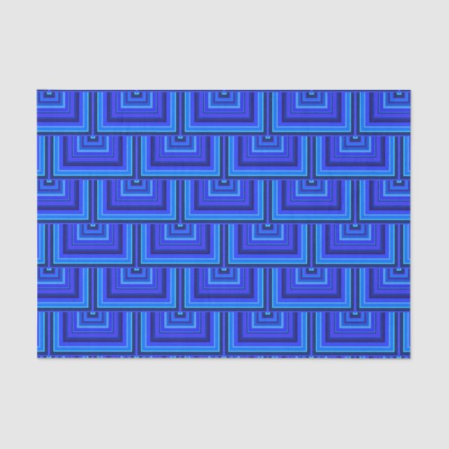 Blue stripes square scales pattern tissue paper (Front)
