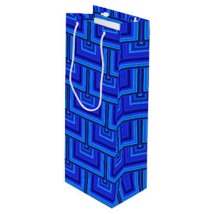 Blue stripes square scales pattern wine gift bag