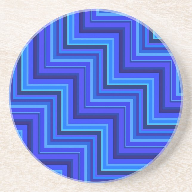 Blue stripes stairs pattern coaster (Front)