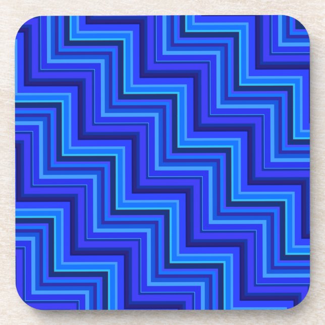 Blue stripes stairs pattern coaster (Front)