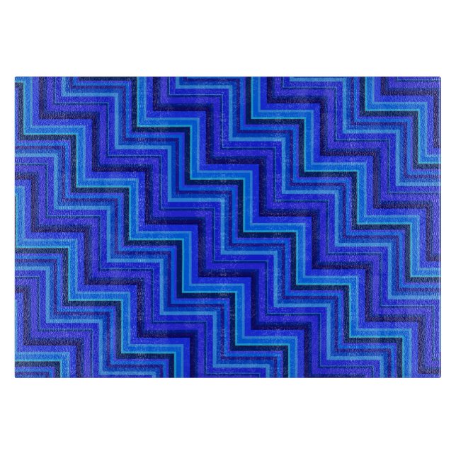 Blue stripes stairs pattern cutting board (Front)