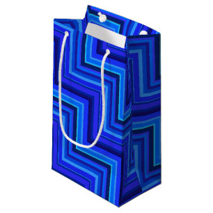 Blue stripes stairs pattern small gift bag