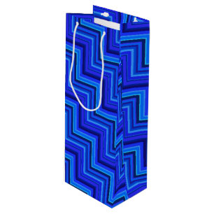 Blue stripes stairs pattern wine gift bag
