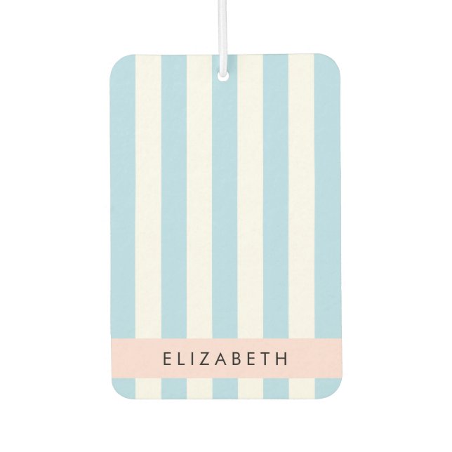 Blue Stripes, Striped Pattern, Lines, Your Name Car Air Freshener (Front)