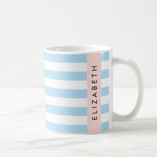 Blue Stripes, Striped Pattern, Lines, Your Name Coffee Mug