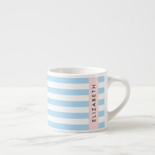 Blue Stripes, Striped Pattern, Lines, Your Name Espresso Cup