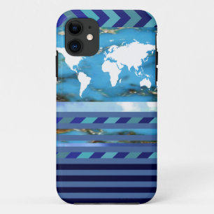 blue stripes turquoise iPhone 11 case