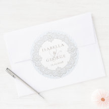 Blue Stripes Vintag White Lace Wedding