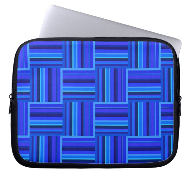 Blue stripes weave pattern laptop sleeve (Front)