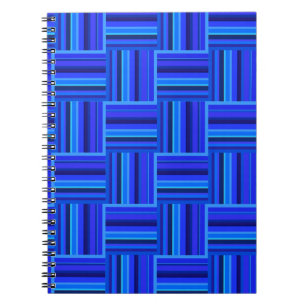 Blue stripes weave pattern spiral notebook