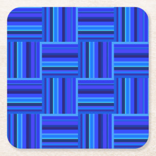 Blue stripes weave pattern square paper coaster