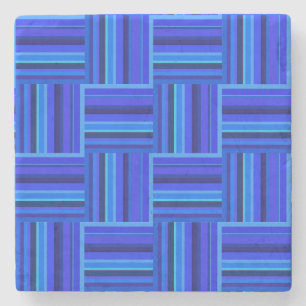 Blue stripes weave pattern stone coaster