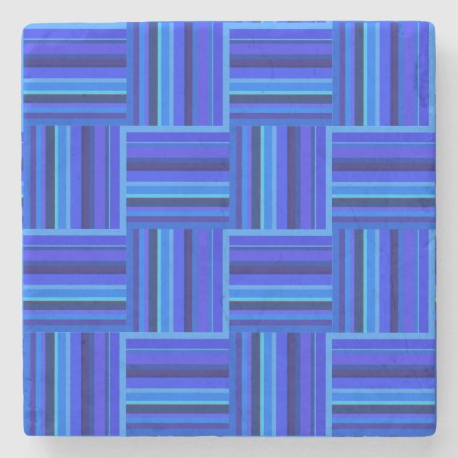 Blue stripes weave pattern stone coaster (Front)