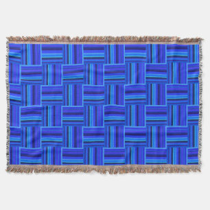 Blue stripes weave pattern throw blanket