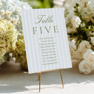 Blue Stripes Wedding Seating Cards
