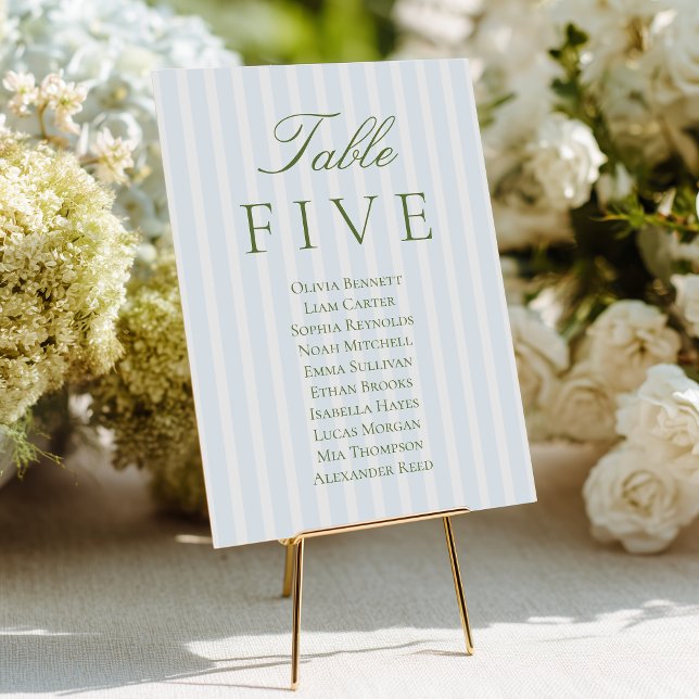 Blue Stripes Wedding Seating Cards (Creator Uploaded)