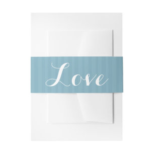 Blue Stripes Wedding White Love Invitation Belly Band