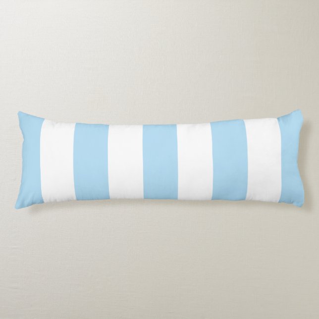 Blue Stripes, White Stripes, Striped Pattern Body Cushion (Front)
