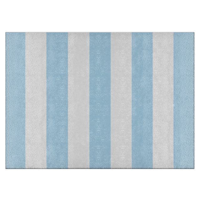 Blue Stripes, White Stripes, Striped Pattern Cutting Board (Front)