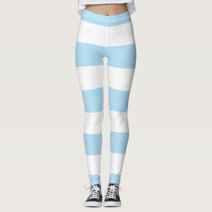 Blue Stripes, White Stripes, Striped Pattern Leggings