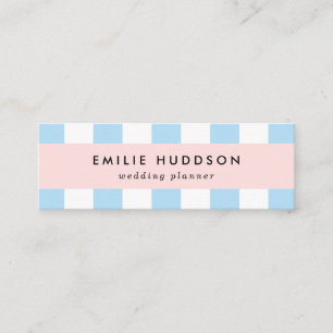 Blue Stripes, White Stripes, Striped Pattern Mini Business Card