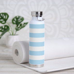Blue Stripes, White Stripes, Striped Pattern Water Bottle