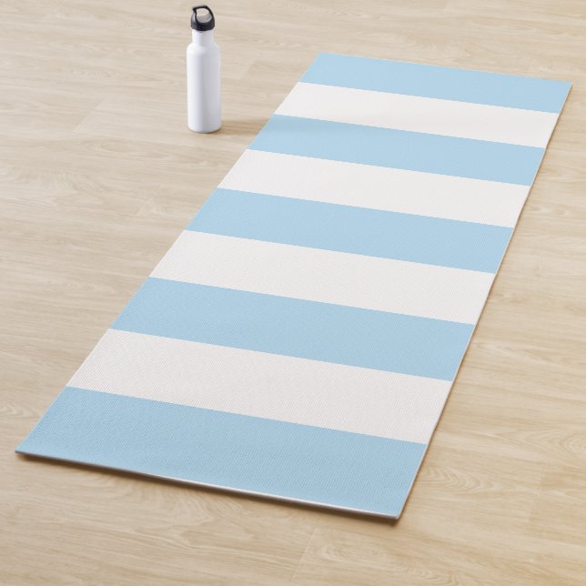 Blue Stripes, White Stripes, Striped Pattern Yoga Mat (In Situ)