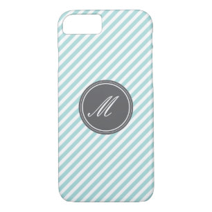Blue Stripes with Monogram iPhone 7 Case