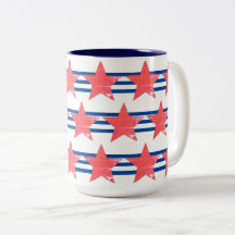 Blue Stripes with Red Stars Mug