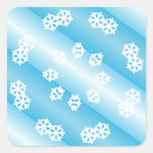 Blue Stripes with Snowflake Design Square Sticker