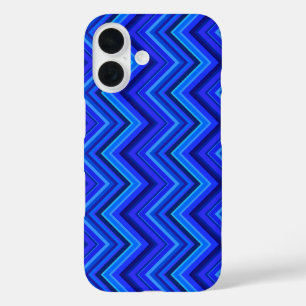 Blue stripes zigzag pattern iPhone 16 case