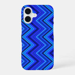 Blue stripes zigzag pattern iPhone 16 case
