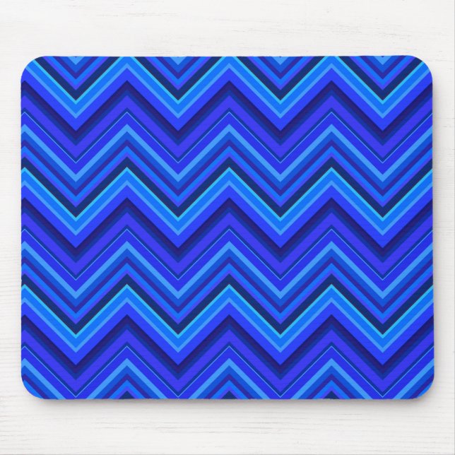 Blue stripes zigzag pattern mouse pad (Front)