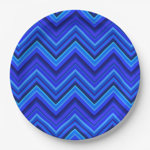 Blue stripes zigzag pattern paper plate