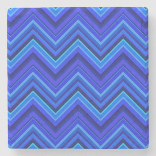 Blue stripes zigzag pattern stone coaster