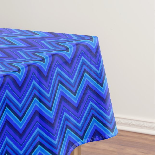 Blue stripes zigzag pattern tablecloth (In Situ)