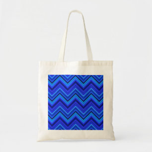 Blue stripes zigzag pattern tote bag