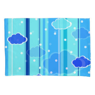 blue strips clouds dots pillowcase