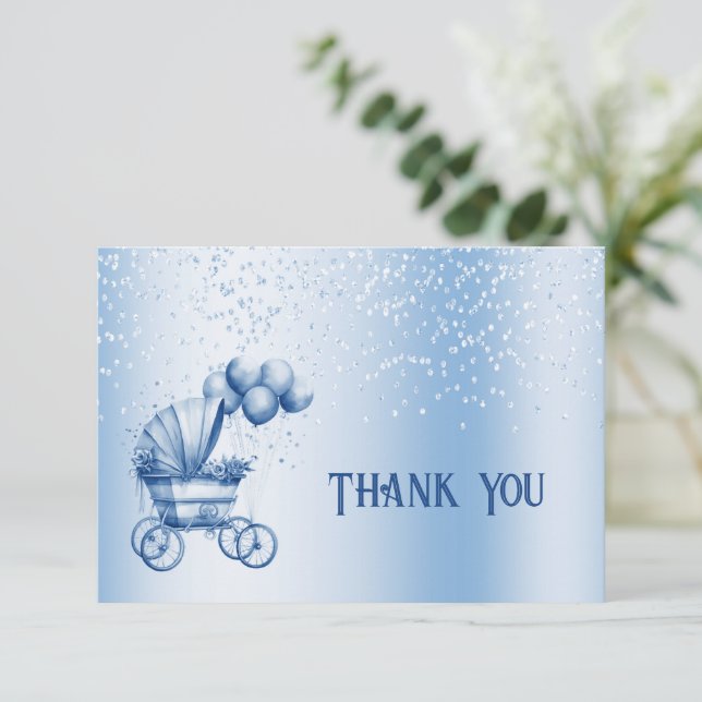 Blue Stroller Thank You Card (Standing Front)