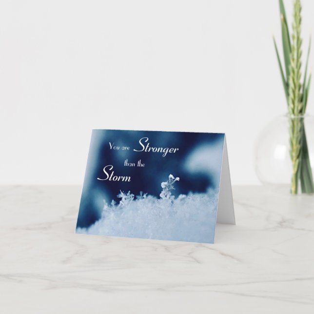 Blue Stronger Inspirational Folded Greeting Card (Front)